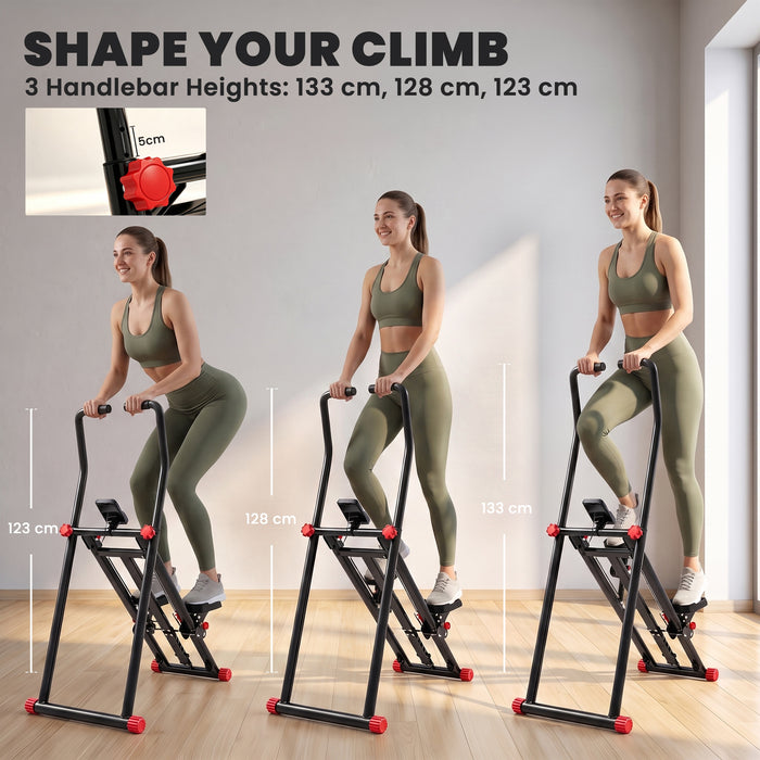SPORTNOW Stair Stepper for Home Gym with 3 Resistances, Foldable Vertical Stair Climber with Adjustable Handlebar, LCD Monitor
