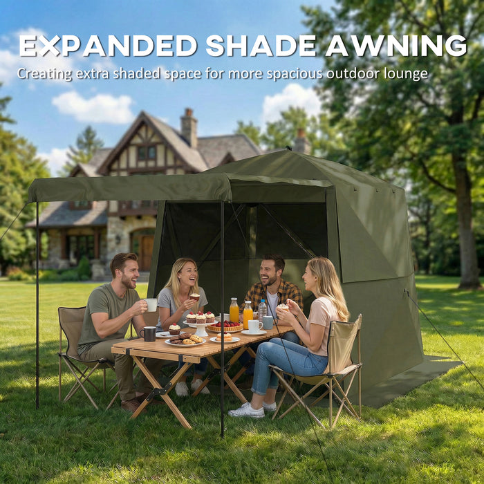 Outsunny Pop Up Gazebo Waterproof Instant Shelter with Awning Mesh Windows for Camping Patio 2 x 2 m, Army Green