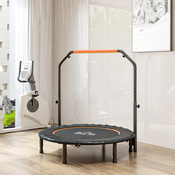 HOMCOM 45" Foldable Mini Fitness Trampoline, with Adjustable Foam Handle, Orange