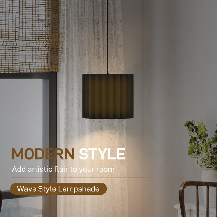 HOMCOM Linen Pendant Light, Modern Wave Ceiling Light Shade, E27 Lampshade for Living Room, Bedroom, Kitchen, Hallway, Black