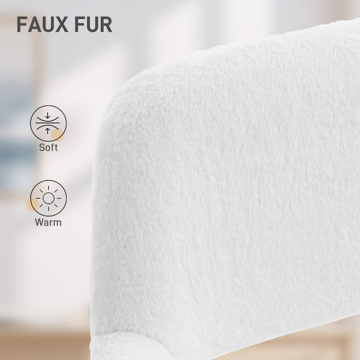 HOMCOM Faux Fur Rabbit Chair - Cream White
