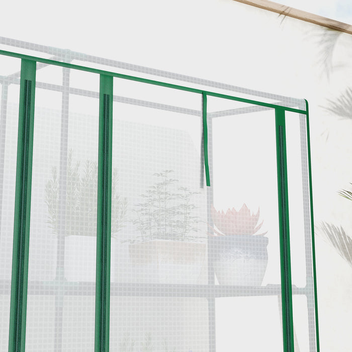 Outsunny 46 x 215 cm Nine-Shelf Greenhouse - White