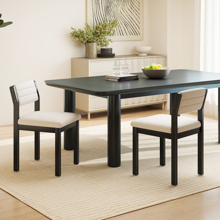 Imitation Lamb Fleece Home Chair with Upholstered Seat and Rubber Wood Legs-