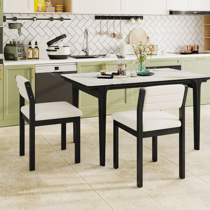 Imitation Lamb Fleece Home Chair with Upholstered Seat and Rubber Wood Legs-