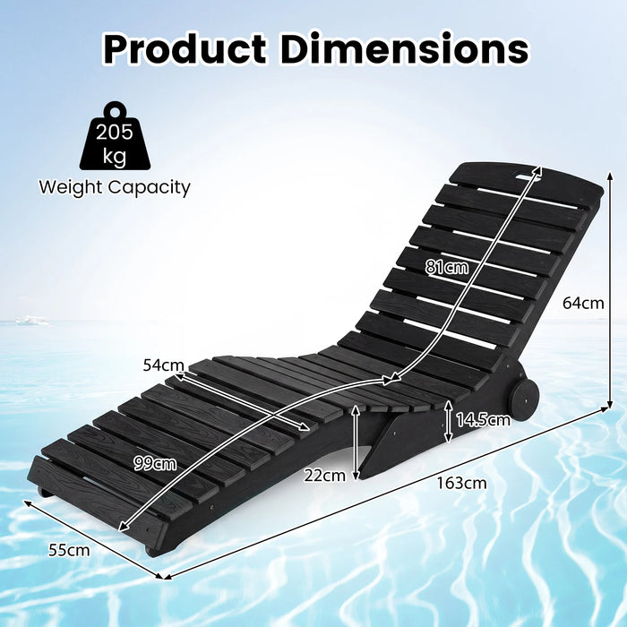 In-Pool Lounge Chair Ergonomic S-Curve HDPE Pool Chaise Lounger with Wheels-