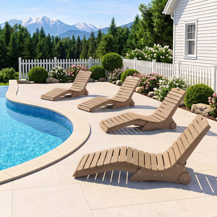 In-Pool Lounge Chair Ergonomic S-Curve HDPE Pool Chaise Lounger with Wheels-