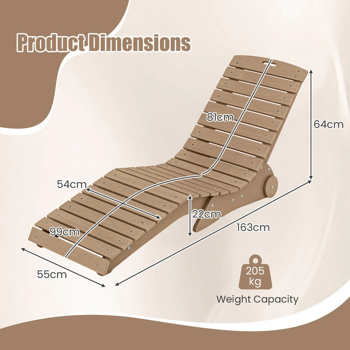 In-Pool Lounge Chair Ergonomic S-Curve HDPE Pool Chaise Lounger with Wheels-