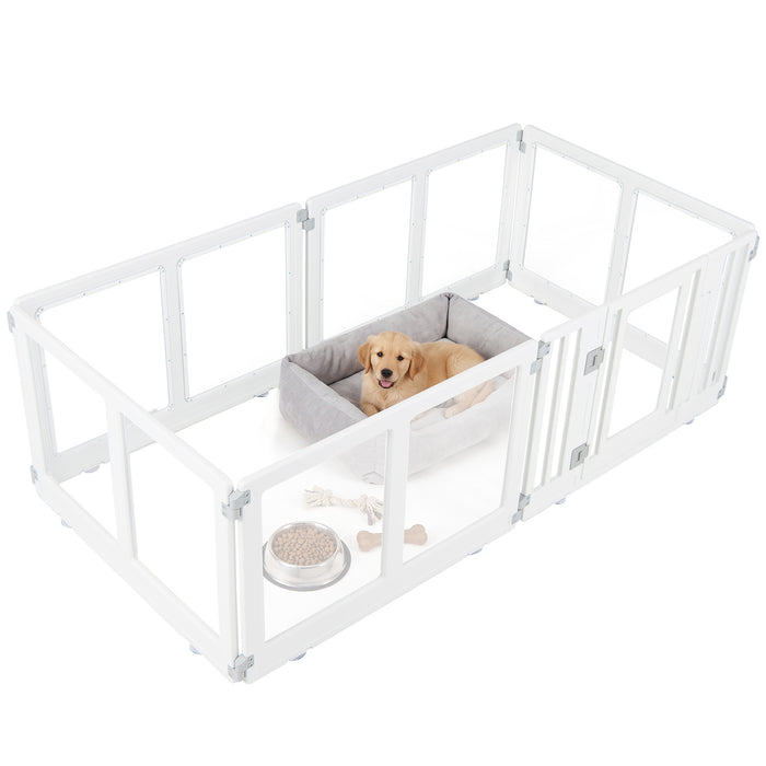 Indoor Outdoor Transparent Puppy Play Pen Pet Fence for Small to Medium Dogs-