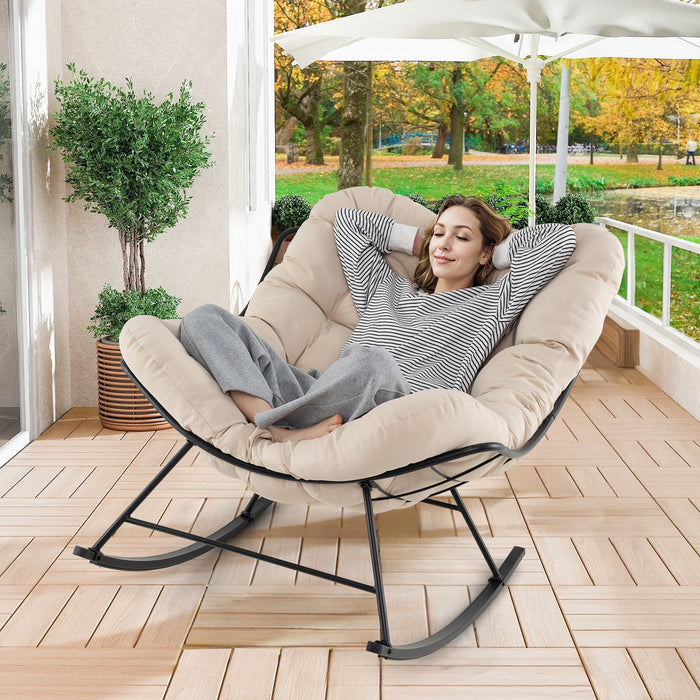 Indoor Outdoor Rocking Chair Oversized Egg Papasan Chair-