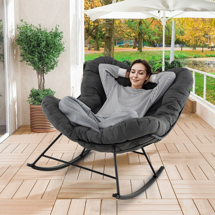Indoor Outdoor Rocking Chair Oversized Egg Papasan Chair-