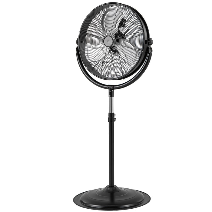 Industrial Oscillating Standing Fan with 3 Speeds 360° Tilt and Adjustable Height-