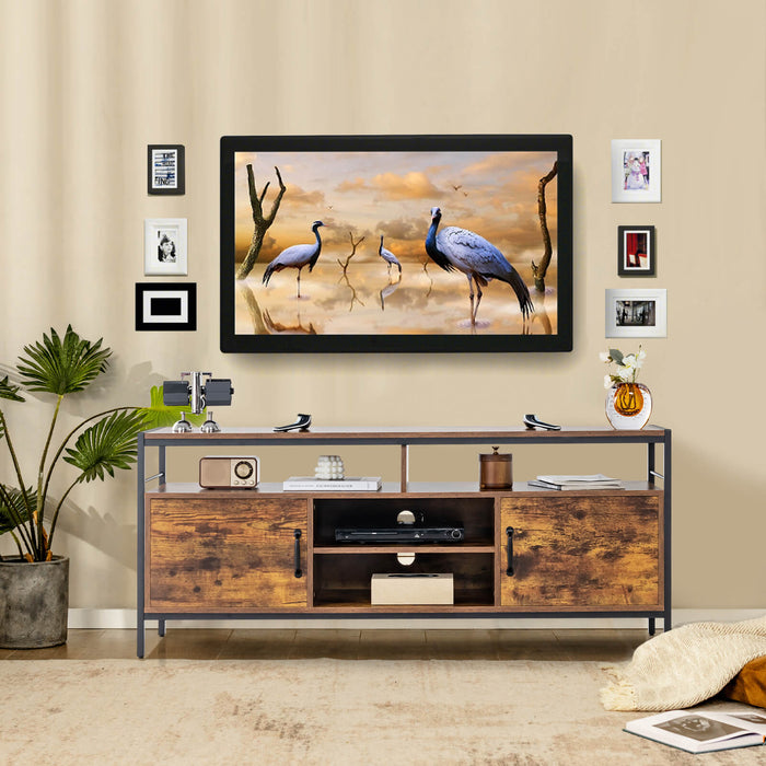 147 cm Industrial TV Stand with Adjustable Shelf for TVs up to 65"-