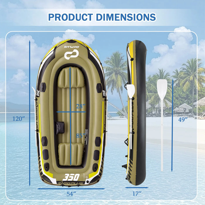 Inflatable 4-Person Fishing Raft with Oars and Pump and Rod Holders for Lake-