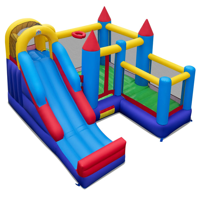 Inflatable Bounce Castle with Climbing Wall and Long Slide Without Blower