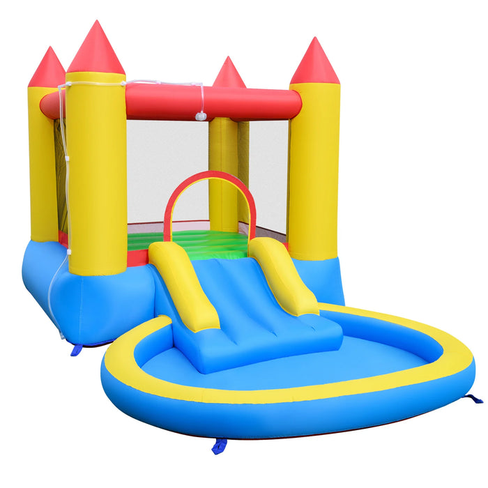 Inflatable Bounce House Kids Water Park with Splash Pool and Water Slide without Blower
