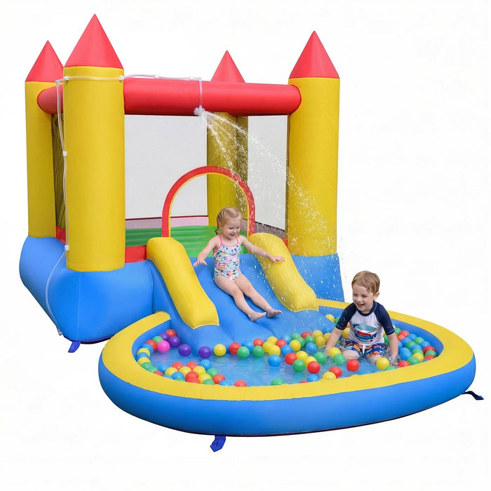 Inflatable Bounce House Kids Water Park with Splash Pool and Water Slide without Blower