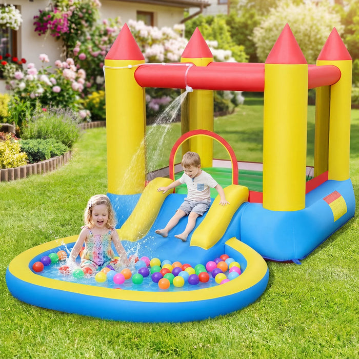 Inflatable Bounce House Kids Water Park with Splash Pool and Water Slide without Blower