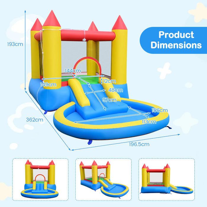 Inflatable Bounce House Kids Water Park with Splash Pool and Water Slide without Blower