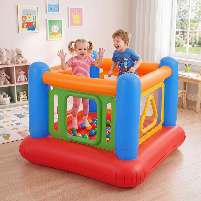 Inflatable Bounce House for Kids with Transparent Side Walls and Square/Triangle Openings-