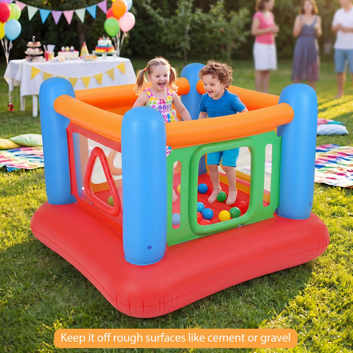 Inflatable Bounce House for Kids with Transparent Side Walls and Square/Triangle Openings-