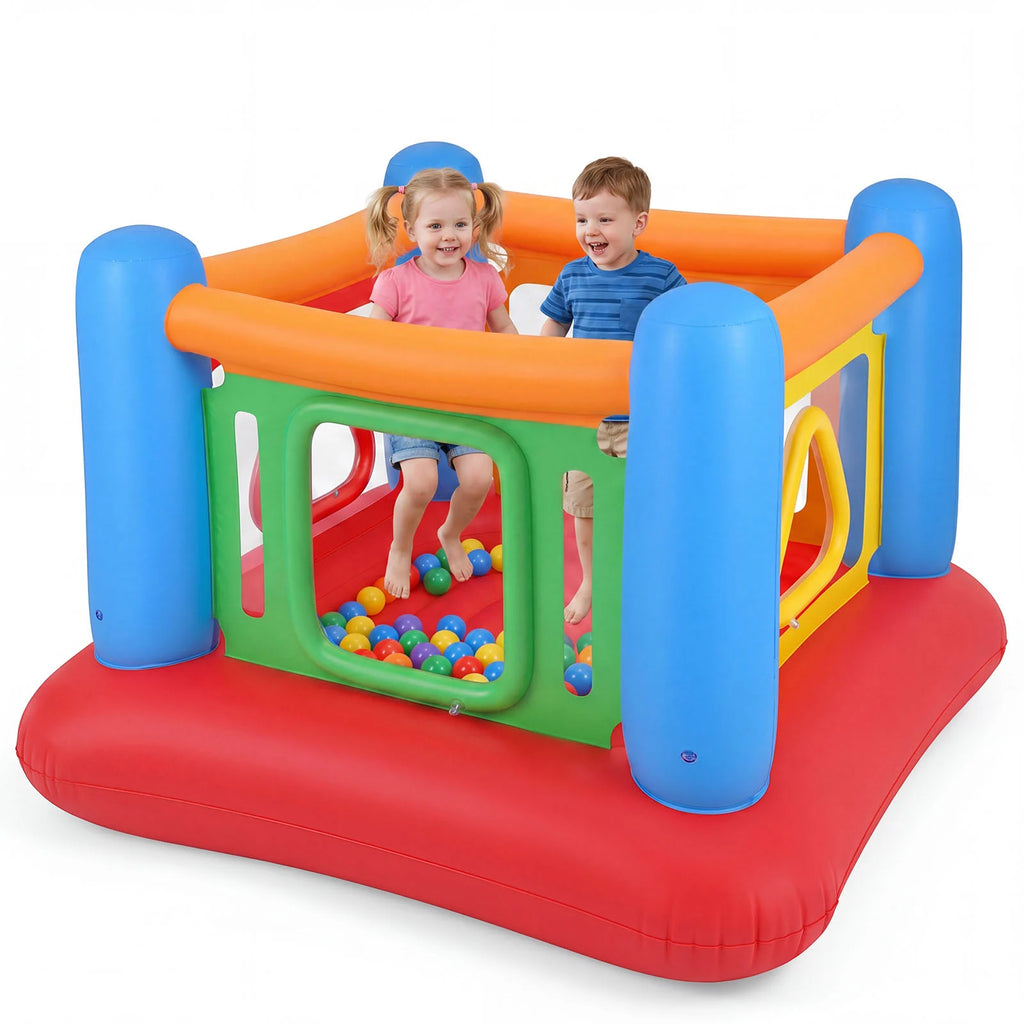 Inflatable Bounce House for Kids with Transparent Side Walls and Square/Triangle Openings-