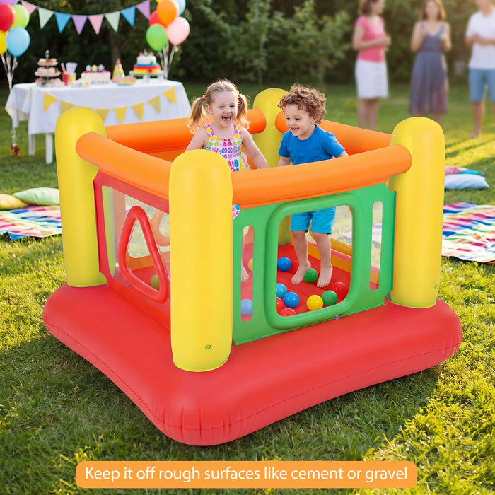 Inflatable Bounce House for Kids with Transparent Side Walls and Square/Triangle Openings-
