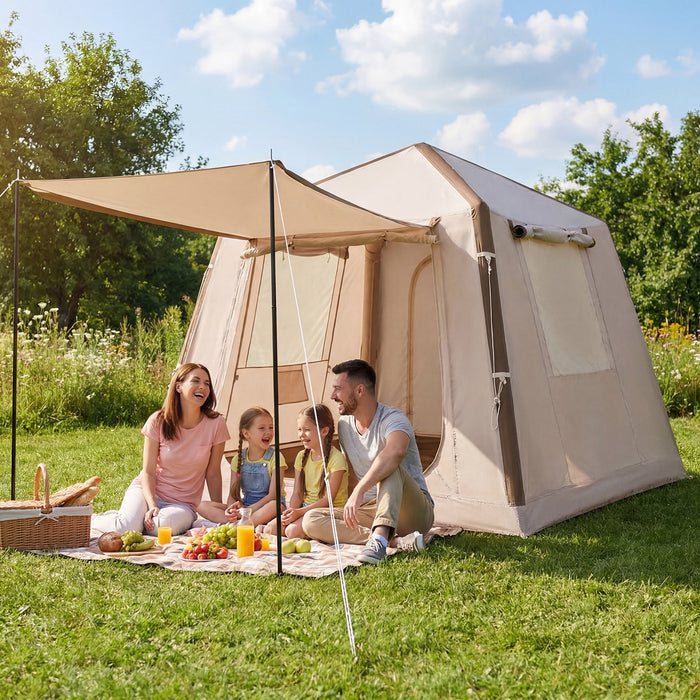 Inflatable Camping Tent for 2-4 Person with Pump and Carry Bag Easy Setup-