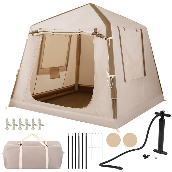Inflatable Camping Tent for 2-4 Person with Pump and Carry Bag Easy Setup-