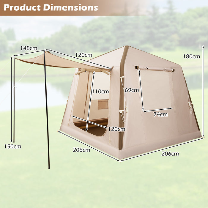 Inflatable Camping Tent for 2-4 Person with Pump and Carry Bag Easy Setup-