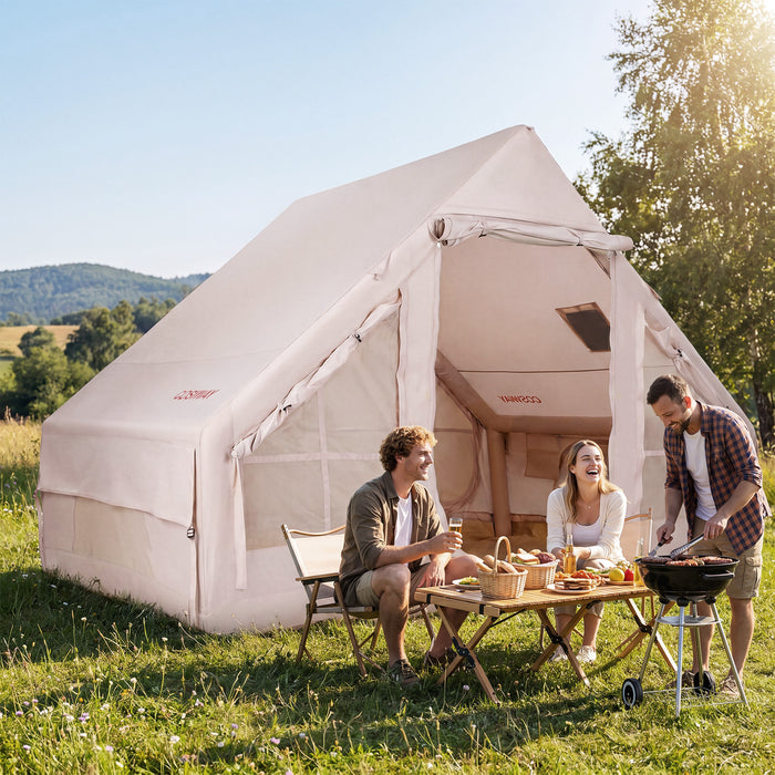 Inflatable Camping Tent with Stove Jack 4 Season Blow Up Tent with Pump-