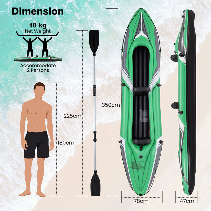 Inflatable Kayak 2 Person with Aluminum Paddles and Hand Pump-
