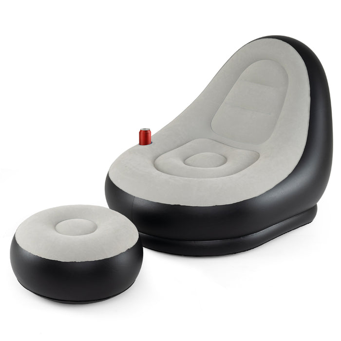 Inflatable Lounge Sofa with Ottoman and Flocked Surface-