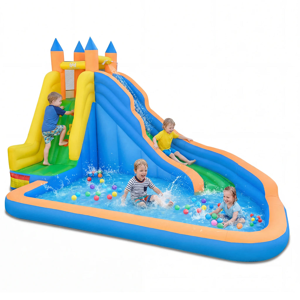 Inflatable Water Slide 3-in-1 Giant Water Park with Curved Slide