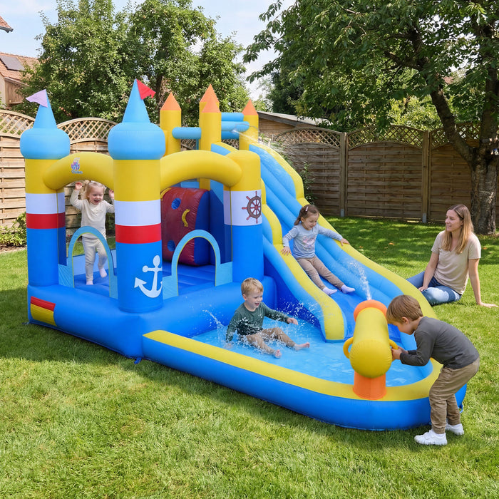 Inflatable Water Slide Kids Water Park with Splash Pool Water Cannon (Without Blower)