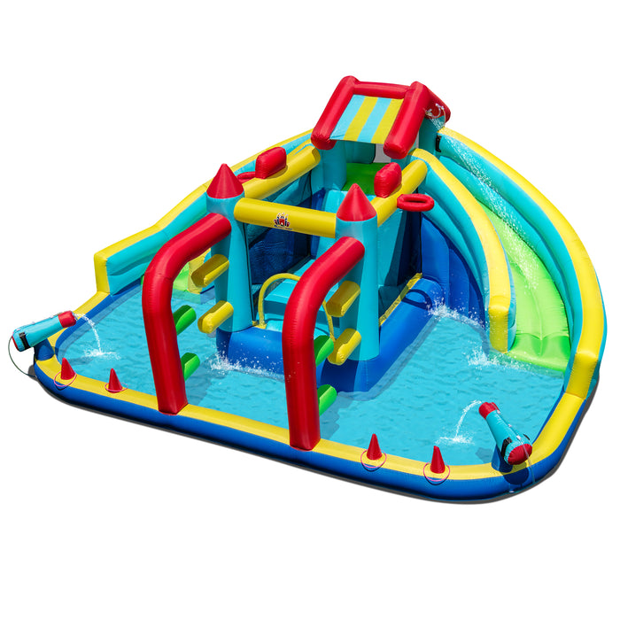 Inflatable Double Water Slide Park with Obstacle Course