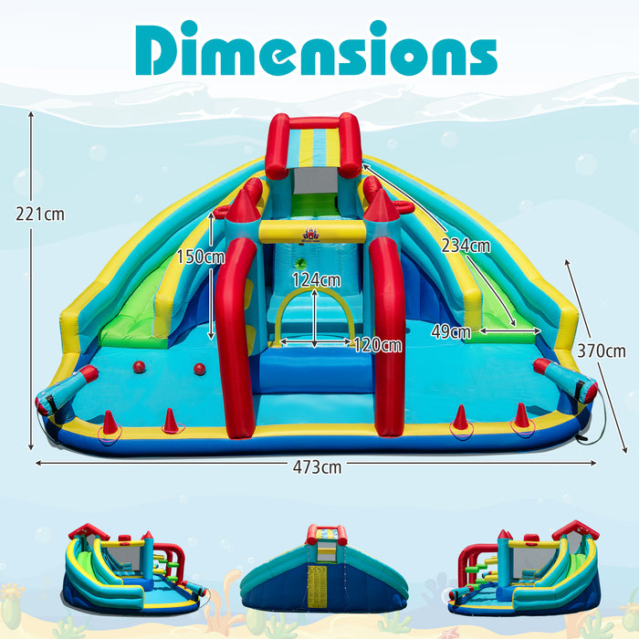 Inflatable Double Water Slide Park with Obstacle Course