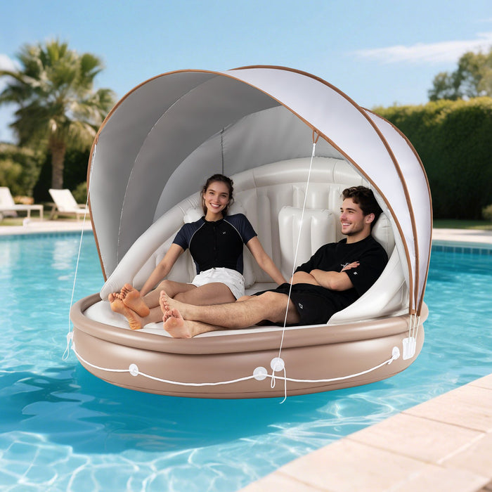 Inflatable Pool Float with Detachable Sunshade Canopy
