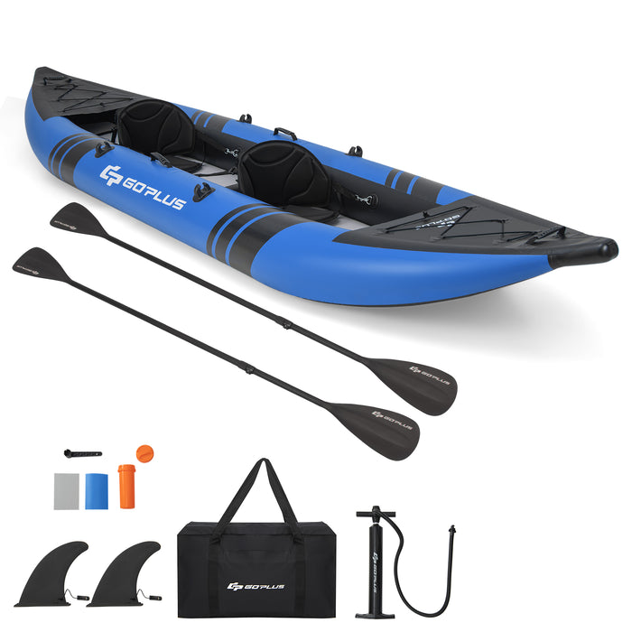 2-Person Inflatable Kayak Set with Aluminum Oars and Padded Seat-Blue
