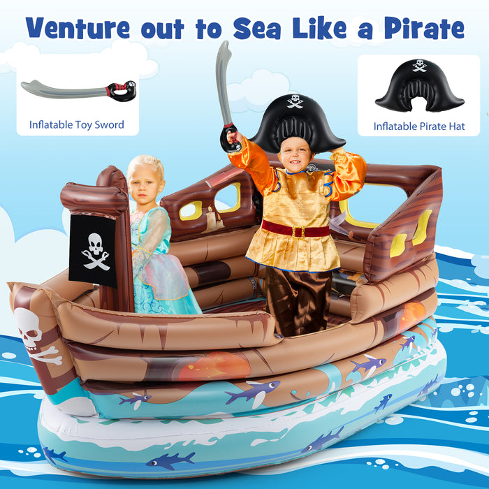 Inflatable Pirate Ship Playhouse with Built in Motor-