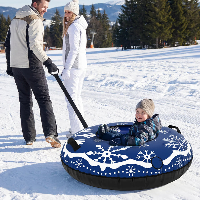 Inflatable Snow Tube Heavy-duty Snow Sledding Tube with Detachable Tow Strap-