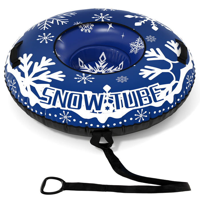 Inflatable Snow Tube Heavy-duty Snow Sledding Tube with Detachable Tow Strap-