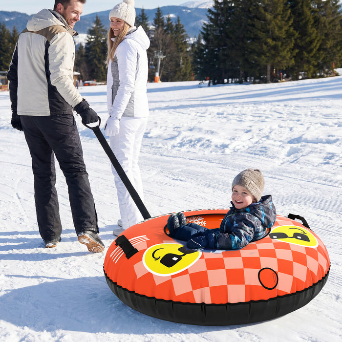 Inflatable Snow Tube Heavy-duty Snow Sledding Tube with Detachable Tow Strap-