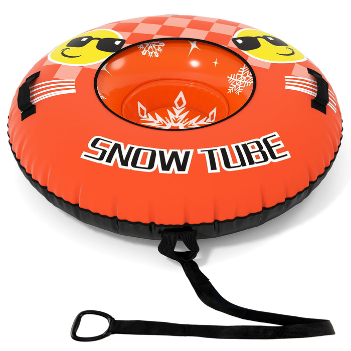 Inflatable Snow Tube Heavy-duty Snow Sledding Tube with Detachable Tow Strap-