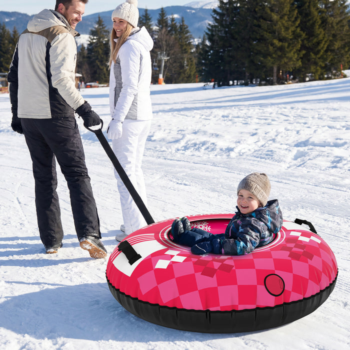 Inflatable Snow Tube Heavy-duty Snow Sledding Tube with Detachable Tow Strap-