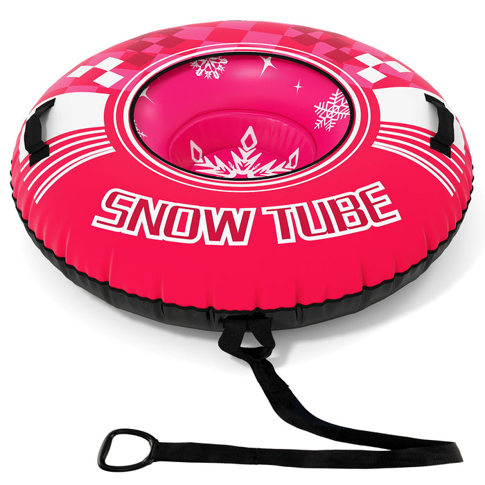 Inflatable Snow Tube Heavy-duty Snow Sledding Tube with Detachable Tow Strap-