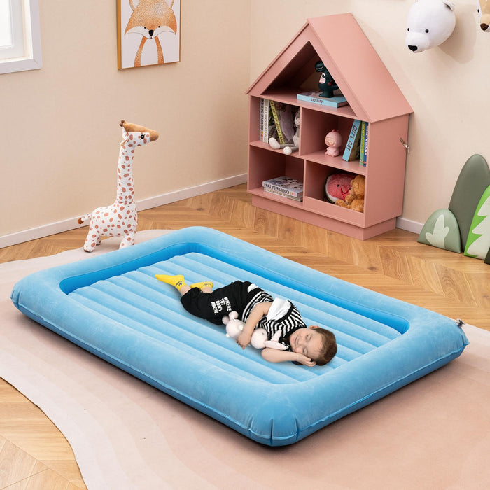 Inflatable Toddler Travel Bed with Electric Pump and Raised Bed Rails-