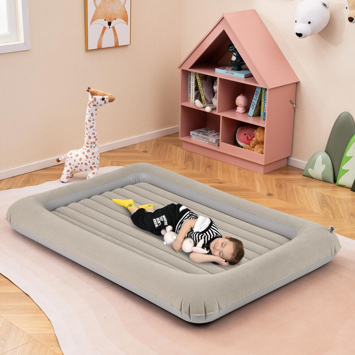 Inflatable Toddler Travel Bed with Electric Pump and Raised Bed Rails-