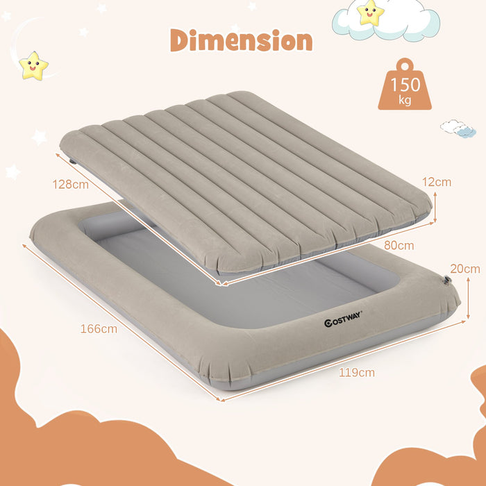 Inflatable Toddler Travel Bed with Electric Pump and Raised Bed Rails-