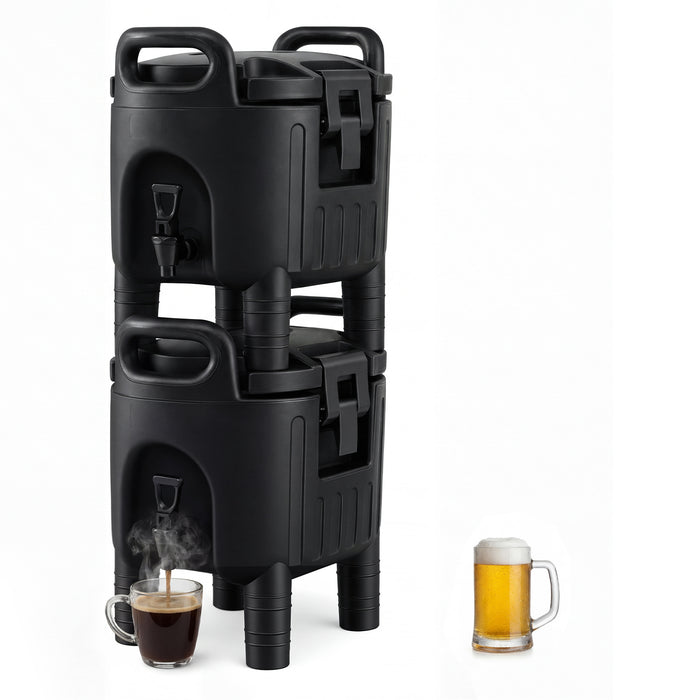 Insulated Beverage Dispenser with Handles and Two-Stage Faucet-