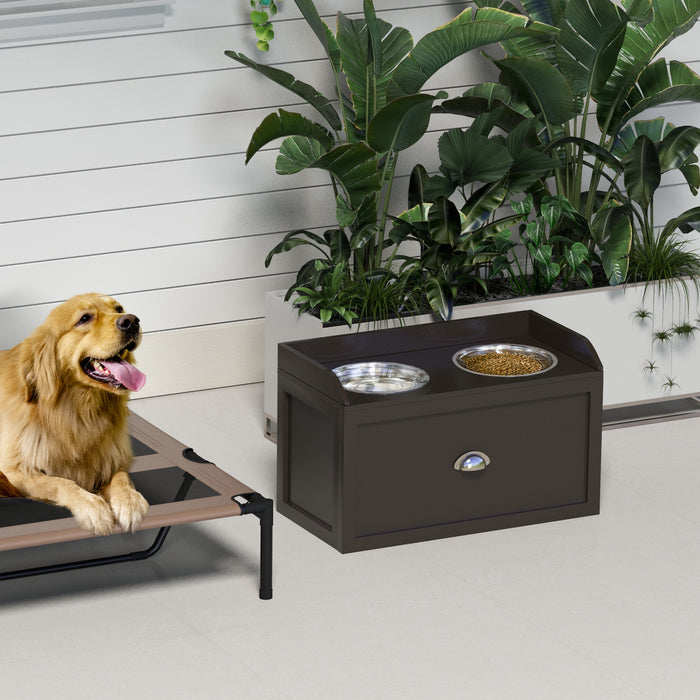 Elevated Stainless Steel Dog Feeding Station - Large Dog Bowls with 21L Food Storage Drawer - Perfect for Big Breed Mealtime Comfort